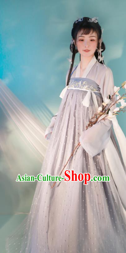 Chinese Tang Dynasty Princess Costumes Traditional Hanfu Clothing Ancient Young Lady Violet Dress