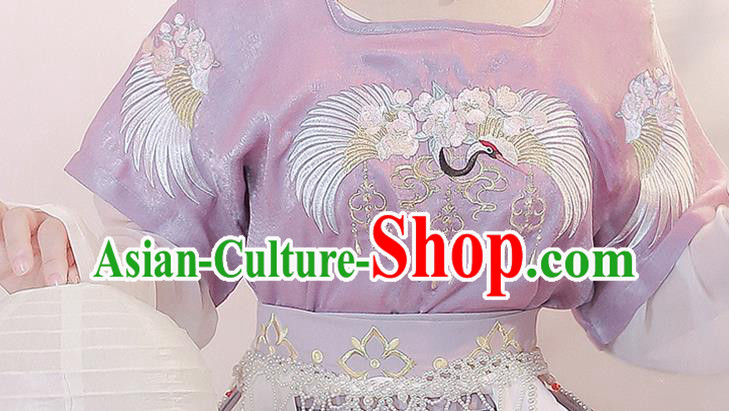Chinese Ancient Young Lady Violet Dress Tang Dynasty Princess Costumes Traditional Hanfu Clothing
