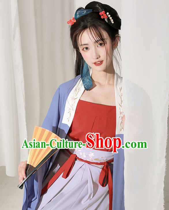 Chinese Traditional Hanfu Clothing Ancient Young Beauty Dress Song Dynasty Beizi Costumes