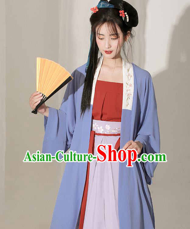 Chinese Traditional Hanfu Clothing Ancient Young Beauty Dress Song Dynasty Beizi Costumes