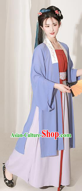 Chinese Traditional Hanfu Clothing Ancient Young Beauty Dress Song Dynasty Beizi Costumes