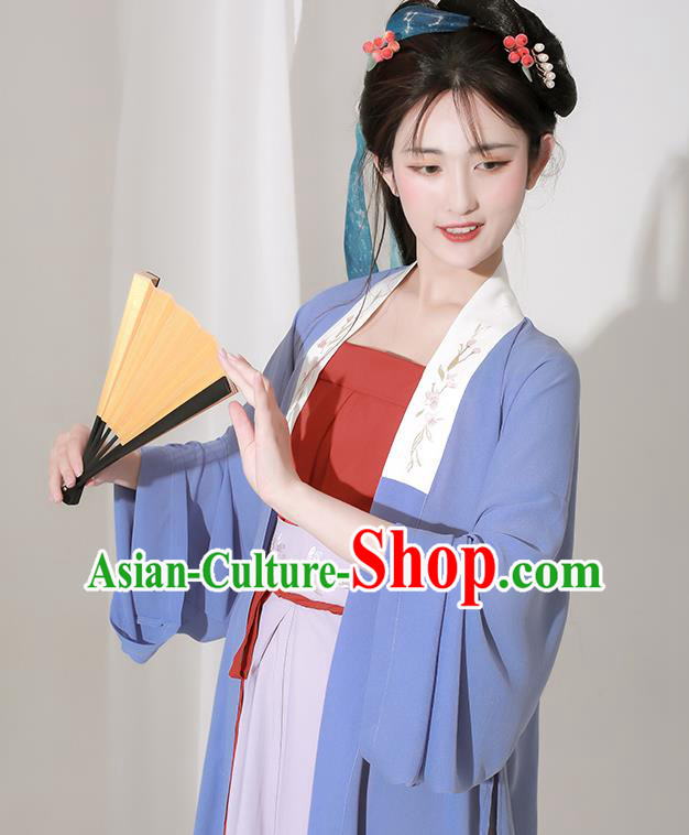 Chinese Traditional Hanfu Clothing Ancient Young Beauty Dress Song Dynasty Beizi Costumes