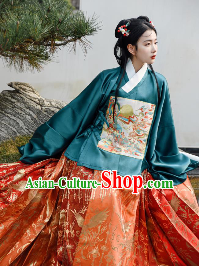 Chinese Ming Dynasty Beauty Costumes Traditional Hanfu Mamian Skirt Clothing Ancient Princess Dress