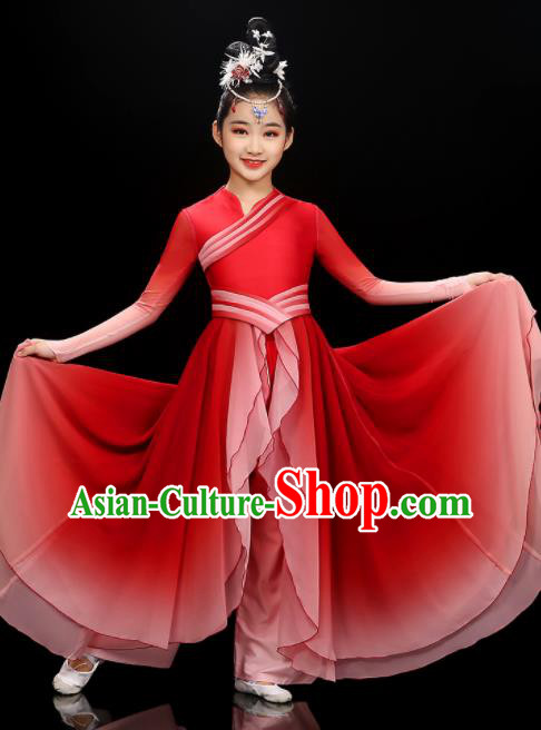 Chinese Modern Dance Red Dress Uniform Traditional Dancewear Children Opening Dance Clothing Group Dance Garment Costume