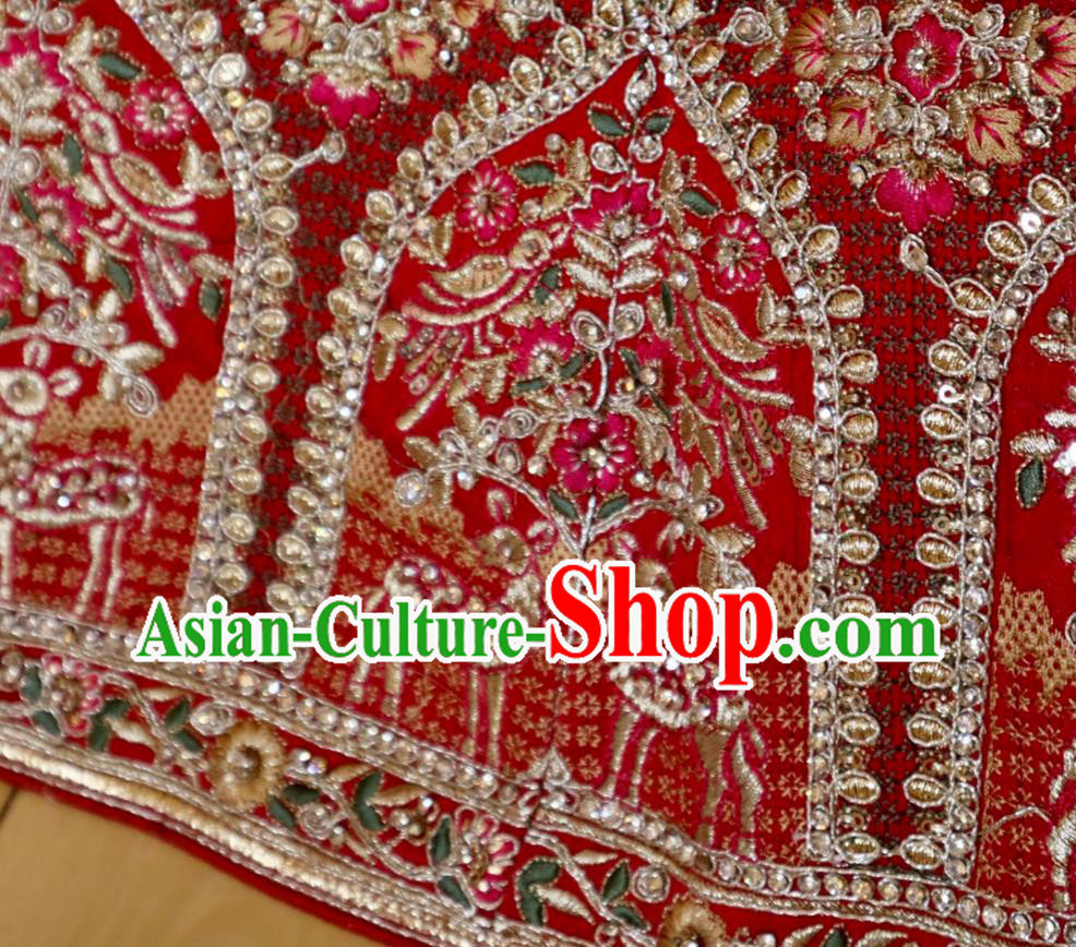Top Traditional Wedding Dress India Clothing Indian Bride Lengha Garment Embroidered Red Outfit