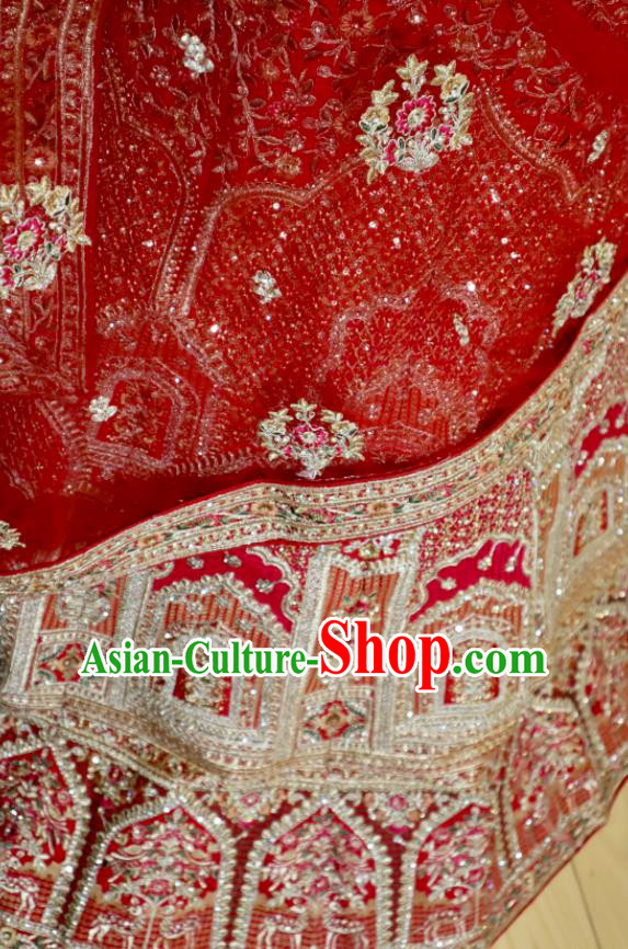 Top Traditional Wedding Dress India Clothing Indian Bride Lengha Garment Embroidered Red Outfit