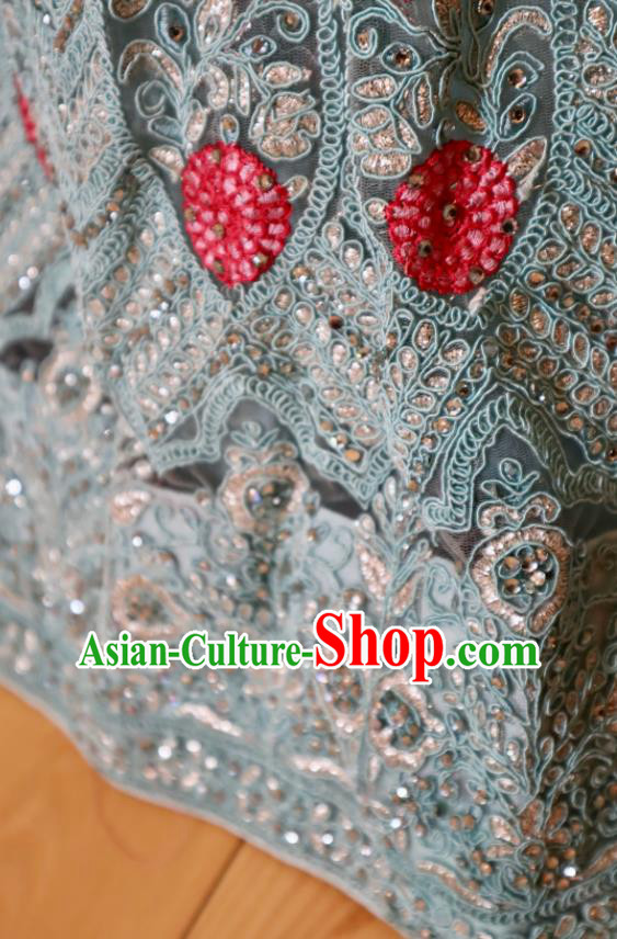 Top Embroidered Blue Outfit Traditional Wedding Dress India Clothing Indian Bride Lengha Garment