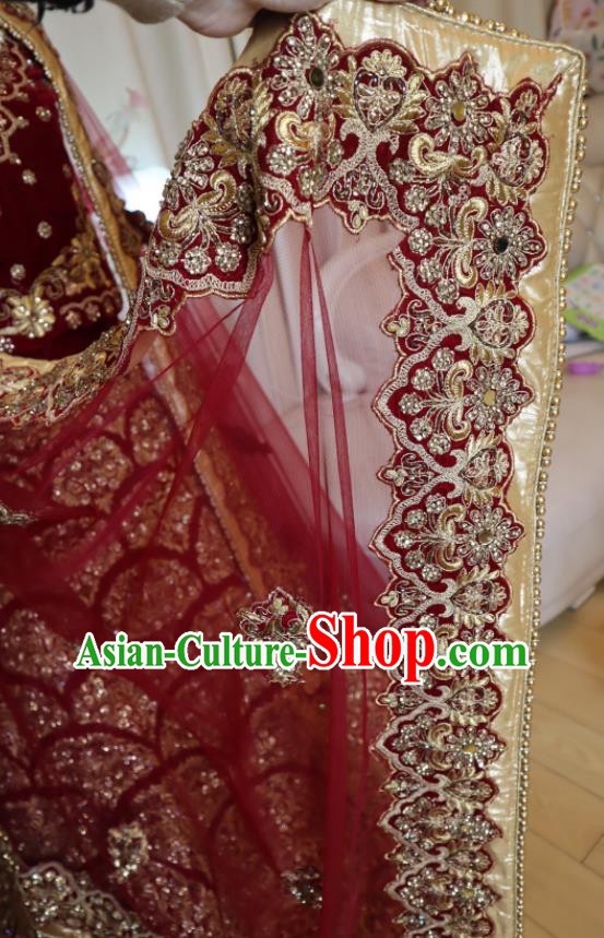Indian Bride Lengha Garment Top Embroidered Red Outfit Traditional Wedding Dress India Clothing
