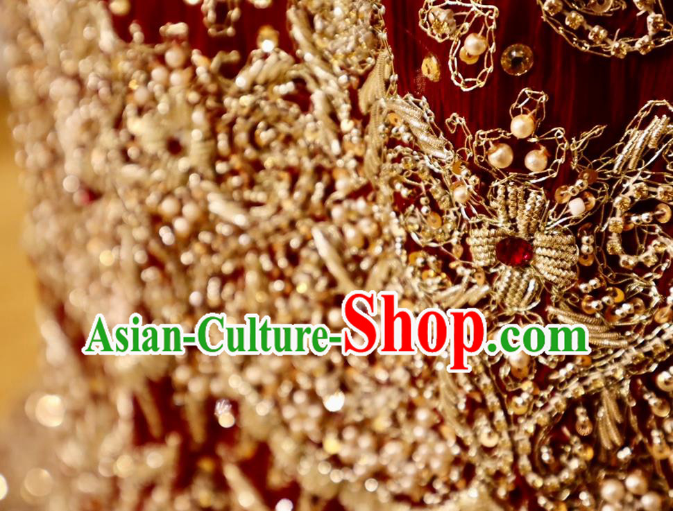 India Clothing Indian Bride Lengha Garment Top Embroidered Beads Red Outfit Traditional Wedding Dress