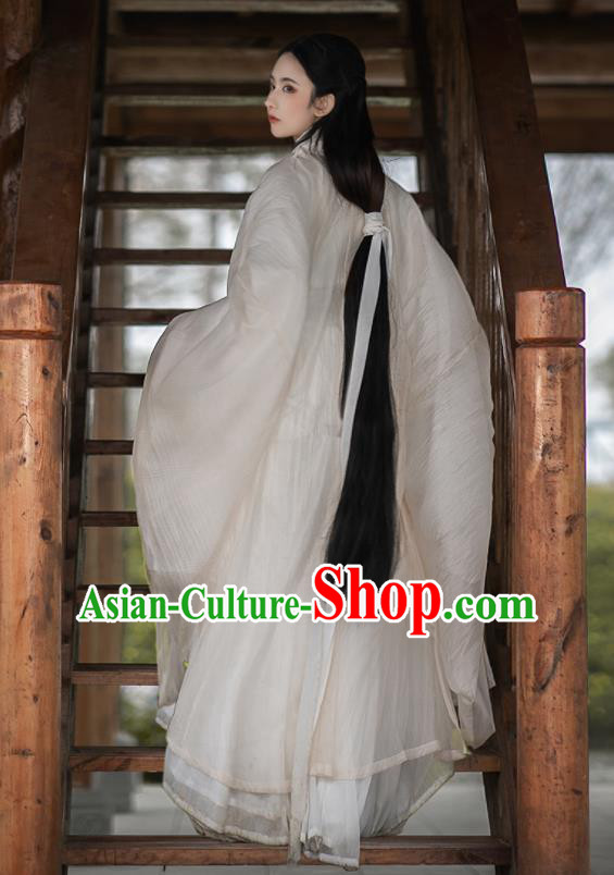 Chinese Traditional White Hanfu Clothing Ancient Swordswoman Dress Outfits Wei Dynasty Princess Costumes