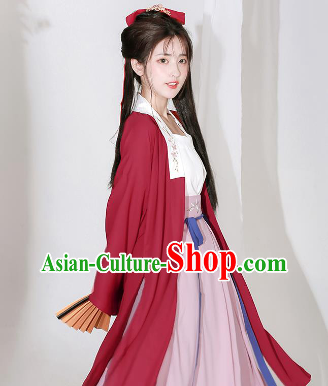 Chinese Song Dynasty Young Lady Costumes Traditional Hanfu Clothing Ancient Noble Woman Dress Outfits