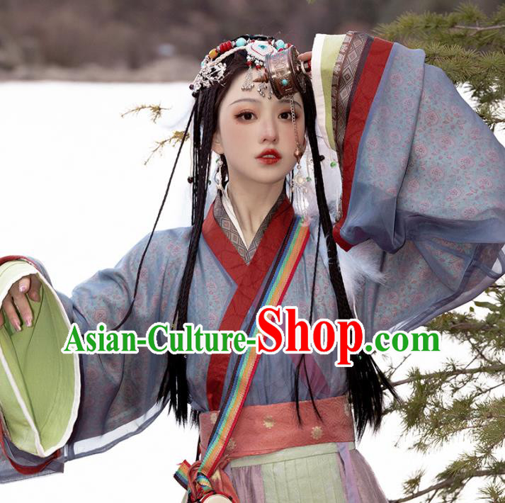 Chinese Jin Dynasty Princess Garment Costumes Ancient Noble Woman Clothing Traditional Purple Hanfu Dress