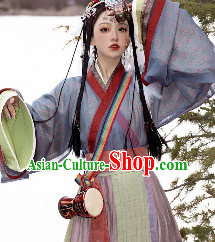 Chinese Jin Dynasty Princess Garment Costumes Ancient Noble Woman Clothing Traditional Purple Hanfu Dress