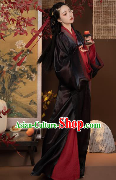 Chinese Han Dynasty Court Lady Garment Costumes Ancient Princess Clothing Traditional Yarn Hanfu Dress