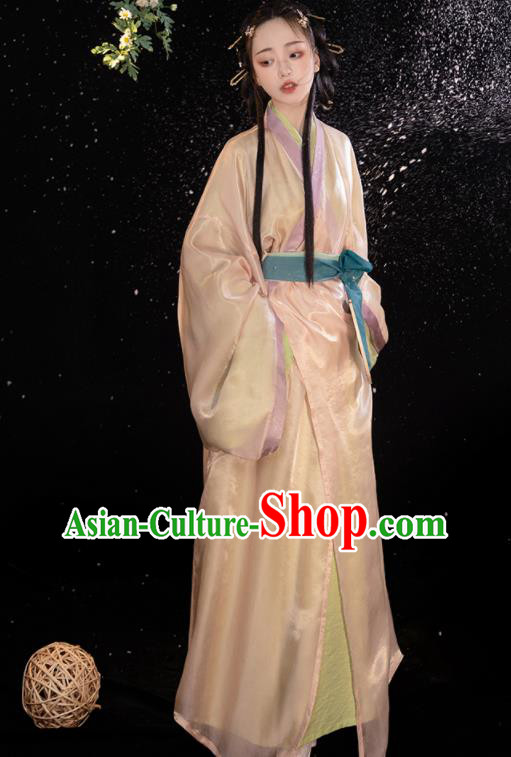 Chinese Traditional Yarn Hanfu Dress Han Dynasty Court Lady Garment Costumes Ancient Princess Clothing