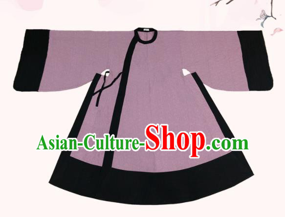 Chinese Ancient Scholar Clothing Traditional Hanfu Violet Robe Ming Dynasty Taoist Garment Costumes