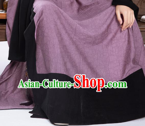 Chinese Ancient Scholar Clothing Traditional Hanfu Violet Robe Ming Dynasty Taoist Garment Costumes
