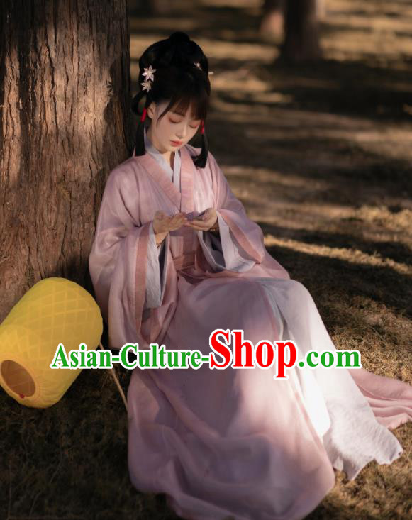 Chinese Traditional Hanfu Yarn Dress Han Dynasty Palace Lady Garment Costumes Ancient Princess Clothing