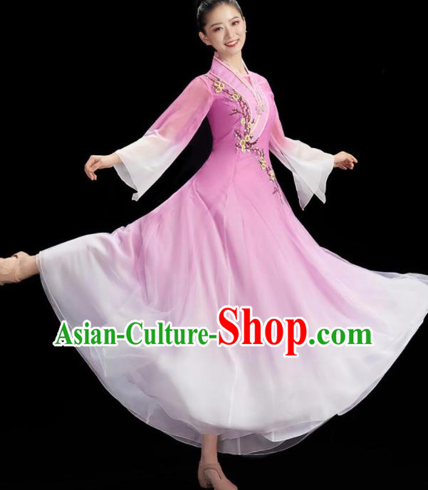 China Umbrella Dance Costume Stage Performance Garment Classical Dance Clothing Women Group Dance Purple Dress