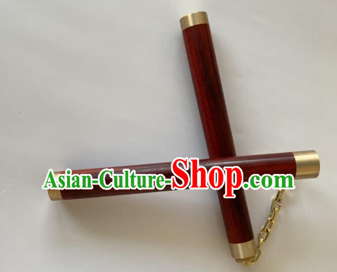Chinese Kung Fu Nunchaka Top Lobular Red Sandalwood Nunchakus Martial Arts Nunchaku