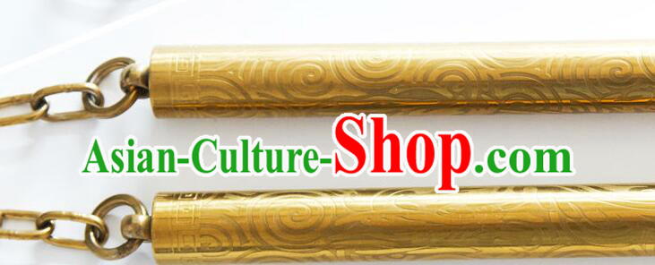 Top Stainless Steel Nunchakus Chinese Martial Arts Nunchaku Handmade Kung Fu Golden Nunchaka