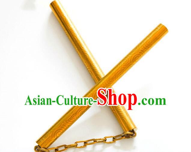 Top Stainless Steel Nunchakus Chinese Martial Arts Nunchaku Handmade Kung Fu Golden Nunchaka