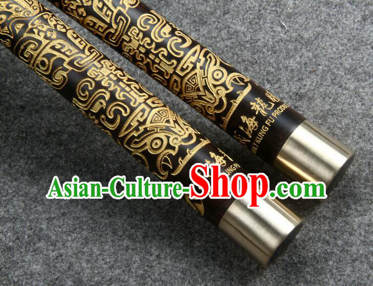 Handmade Kung Fu Carving Nunchaka Top Ebony Nunchakus Chinese Martial Arts Wood Nunchaku