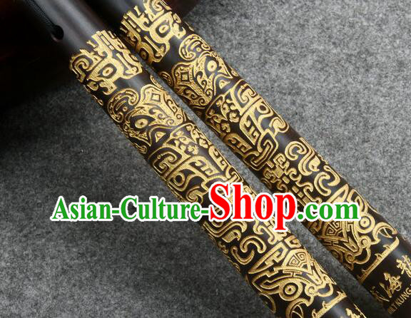 Handmade Kung Fu Carving Nunchaka Top Ebony Nunchakus Chinese Martial Arts Wood Nunchaku