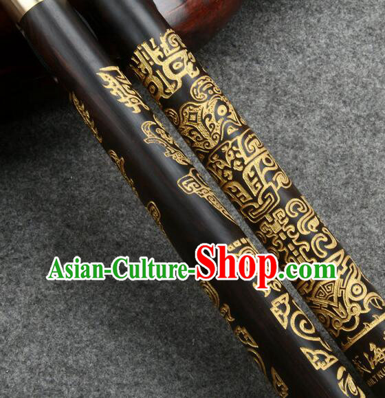 Handmade Kung Fu Carving Nunchaka Top Ebony Nunchakus Chinese Martial Arts Wood Nunchaku