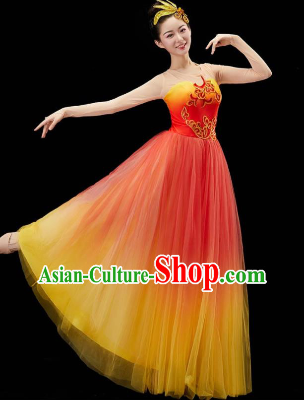 Chinese Spring Festival Gala Opening Dance Garment Women Umbrella Dance Costume Stage Performance Red Dress Modern Dance Clothing