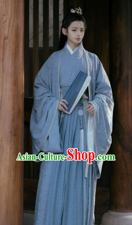 Chinese Ancient Royal Prince Garments Jin Dynasty Historical Costumes Traditional Scholar Blue Hanfu Clothing