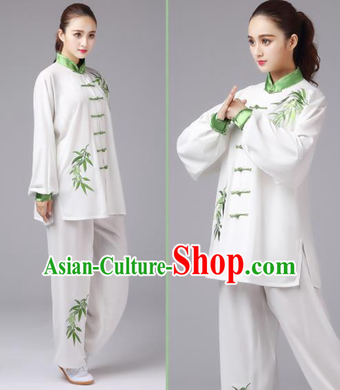 Chinese Tai Ji Embroidered Bamboo Uniform Martial Arts Competition Clothing Tai Chi Performance Outfit Kung Fu Costumes