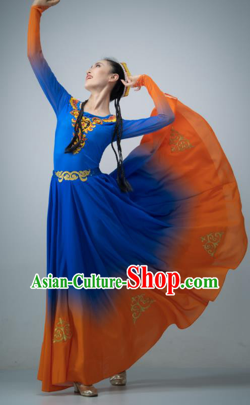 Chinese Xinjiang Dance Dress Ethnic Dance Clothing Uyghur Nationality Women Stage Performance Costume