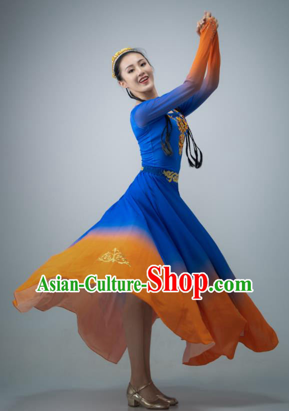 Chinese Xinjiang Dance Dress Ethnic Dance Clothing Uyghur Nationality Women Stage Performance Costume