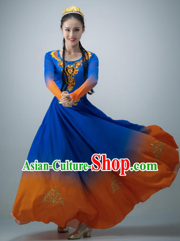 Chinese Xinjiang Dance Dress Ethnic Dance Clothing Uyghur Nationality Women Stage Performance Costume