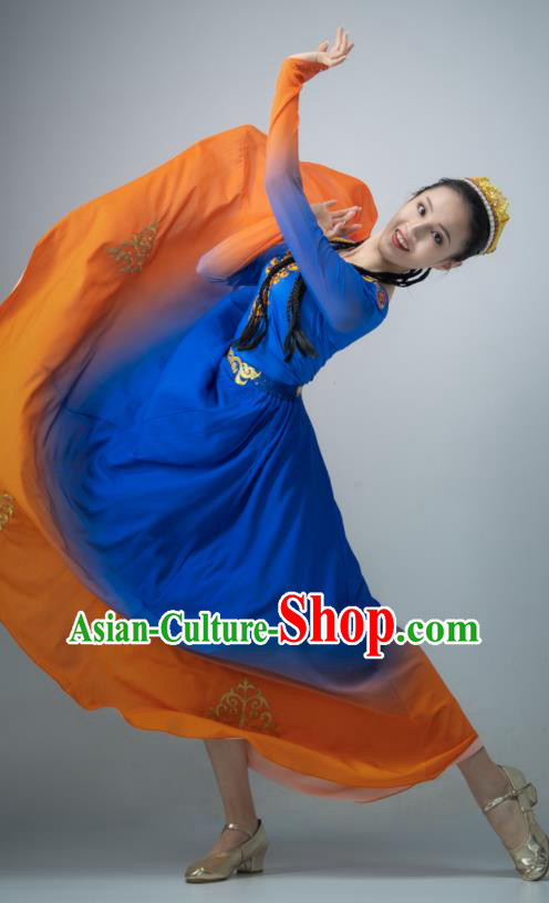 Chinese Xinjiang Dance Dress Ethnic Dance Clothing Uyghur Nationality Women Stage Performance Costume