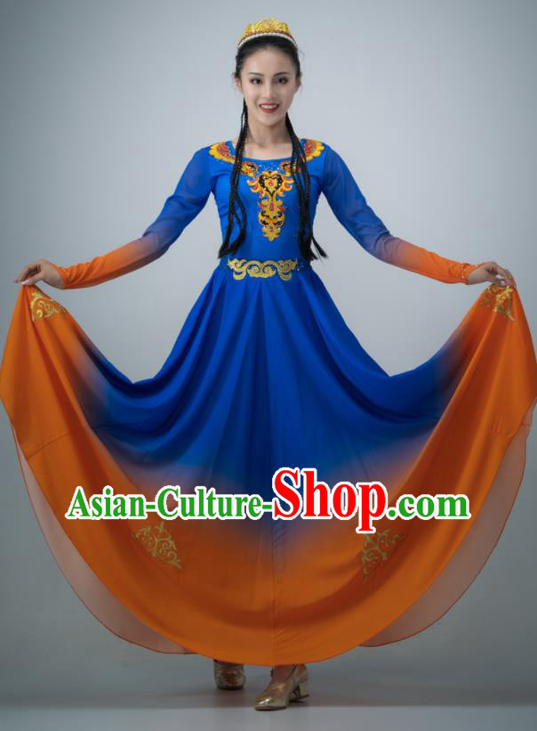 Chinese Xinjiang Dance Dress Ethnic Dance Clothing Uyghur Nationality Women Stage Performance Costume
