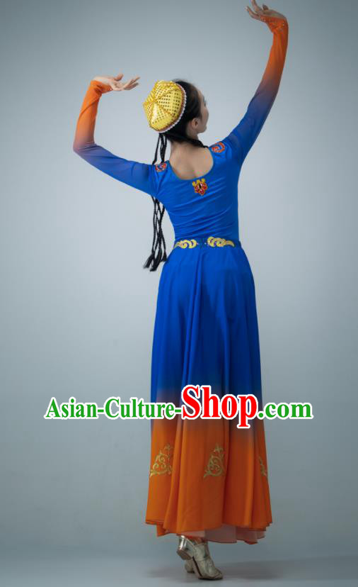 Chinese Xinjiang Dance Dress Ethnic Dance Clothing Uyghur Nationality Women Stage Performance Costume