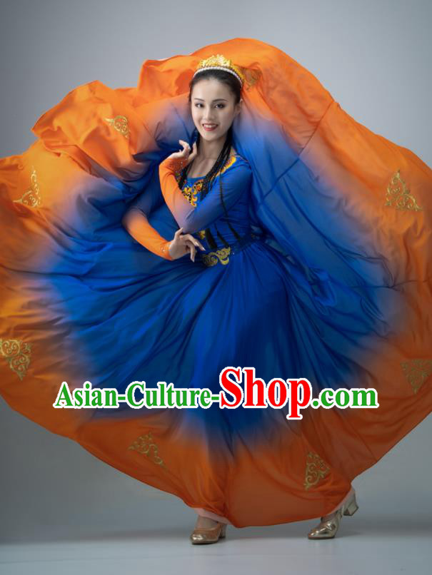 Chinese Xinjiang Dance Dress Ethnic Dance Clothing Uyghur Nationality Women Stage Performance Costume