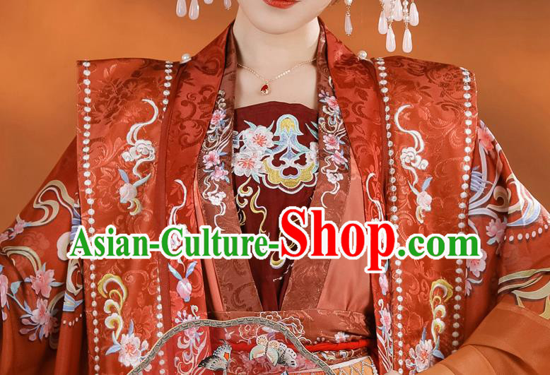 China Traditional Red Hanfu Dress Song Dynasty Wedding Clothing Ancient Royal Empress Garment Costumes