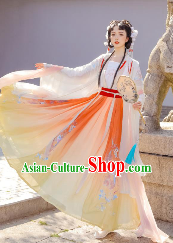 Chinese Traditional Hanfu Dresses Song Dynasty Young Lady Garment Costumes Ancient Royal Princess Clothing