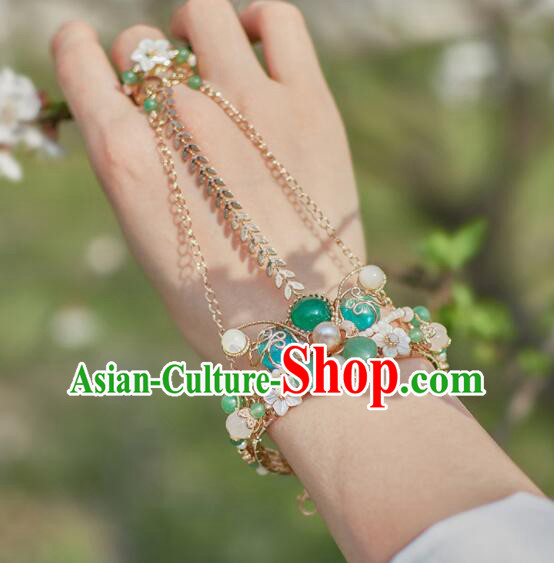 Chinese Handmade Hanfu Bangle with Ring Traditional Jewelry Ancient Princess Bracelet