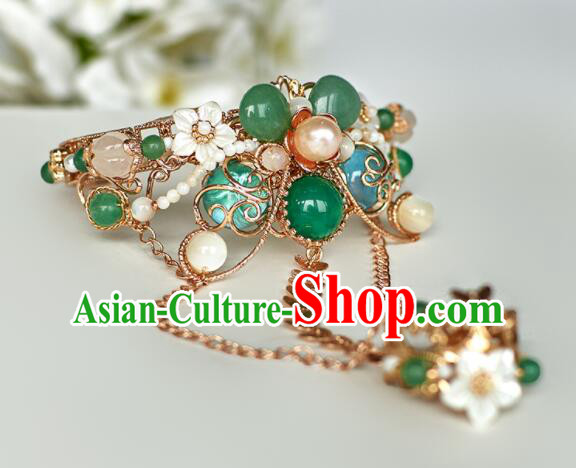 Chinese Handmade Hanfu Bangle with Ring Traditional Jewelry Ancient Princess Bracelet