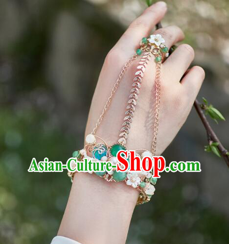 Chinese Handmade Hanfu Bangle with Ring Traditional Jewelry Ancient Princess Bracelet