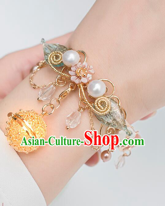 Chinese Traditional Golden Sachet Jewelry Ancient Princess Bracelet Handmade Hanfu Fairy Bangle