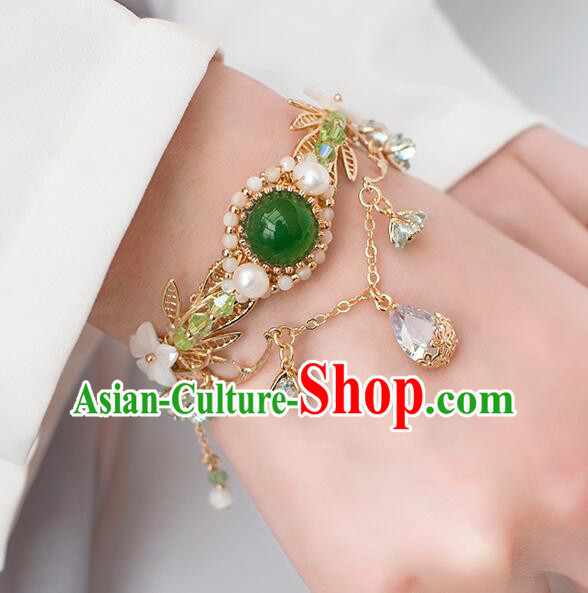 Chinese Handmade Hanfu Bangle Traditional Crystal Jewelry Ancient Princess Bracelet