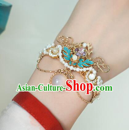 Chinese Ancient Princess Cloisonne Bracelet Handmade Hanfu Bangle Traditional Amethyst Jewelry