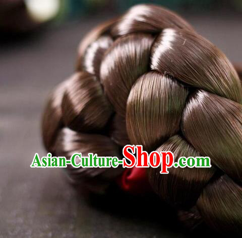 Korean Traditional Braid Wig Hanbok Hair Bun Handmade Court Headpiece