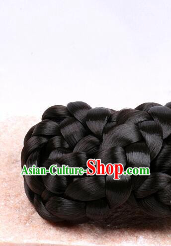 Korean Hanbok Black Hair Bun Handmade Court Headpiece Traditional Braid Wig