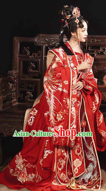Chinese Traditional Wedding Red Dress Ming Dynasty Bride Garment Costumes Ancient Hanfu Empress Clothing